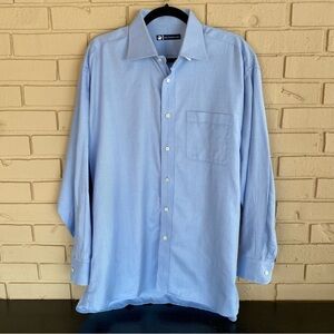 Hart Schaffner Marx Dress Shirt 17 L 100% Pima Cotton Blue Office Corporate